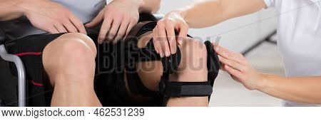 Knee Leg Brace For Orthopedic Rehabilitation. Osteoporosis Problem