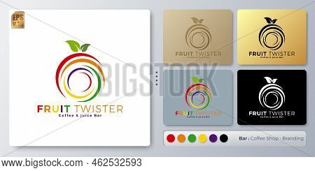 Fruit Twister Vector Illustration Logo Minimal Design. Blank Name For Insert Your Branding. Designed