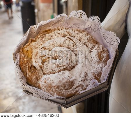 Ensaimada With Cream, Spiral Pastry Typical Of Mallorca