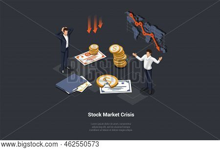 Global World Financial Crash, Stock Market Crisis Concept. Shocked Traders Got Margin Call, Unsucces