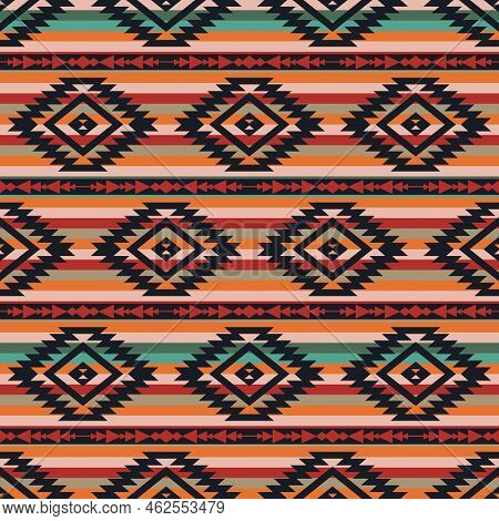Tribal Southwestern Native American Navajo Seamless Pattern