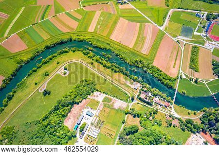 Aerial View Of Korana River In Town Of Karlovac, Central Croatia Landscape