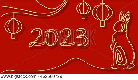 Happy New Year 2023, Chinese New Year, Year Of The Rabbit, Zodiac Sign For Greetings Card, Invitatio