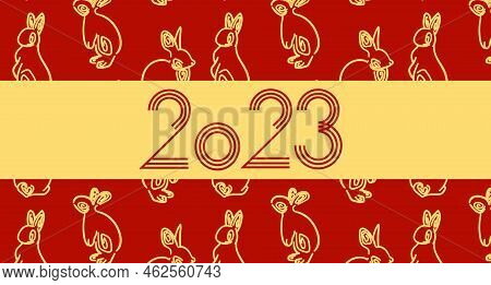 Happy New Year 2023, Chinese New Year, Year Of The Rabbit, Zodiac Sign For Greetings Card, Invitatio