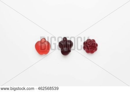 Fruit Marmalade With Natural Juice And Pectin In The Form Of Berries. Flat Lay, Top View, Copy Space
