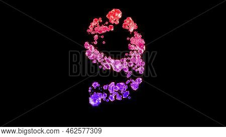 Fancy Glamour Gems Font, Red And Pink Number 9, Isolated - Object 3d Illustration