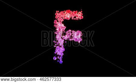 Fancy Glamour Gems Font, Red And Pink Letter F, Isolated - Object 3d Rendering