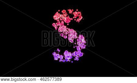 Fancy Glamour Gems Font, Red And Purple Letter S, Isolated - Object 3d Illustration