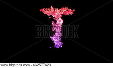 Fancy Luxury Gems Font, Red And Purple Letter T, Isolated - Object 3d Illustration