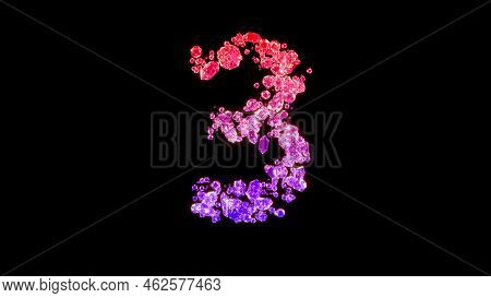 Fancy Luxury Gems Font, Red And Purple Number 3, Isolated - Object 3d Rendering