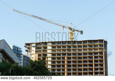 Batumi, Georgia, Ajaria - August 30, 2022: Construction Of A Hotel-type Residential Complex.
