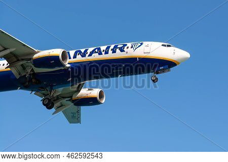 Larnaca, Cyprus - September 15, 2022: Boeing 737-8as Of Ryanair Airlines Landing At Larnaca Airport