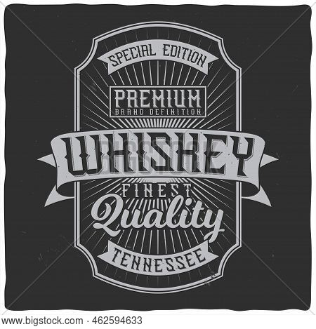 Vintage Label Design With Lettering Composition On Dark Background. T-shirt Design