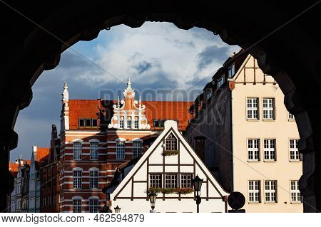 Beautiful Architecture Of The Old City. Gdansk, Poland. European Architecture.