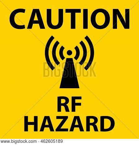 Caution Rf Hazard Sign On White Background