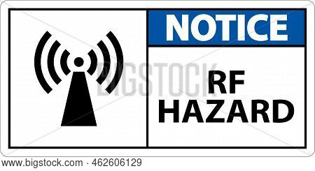 Notice Rf Hazard Sign On White Background