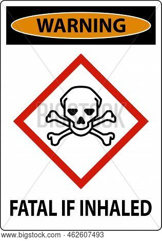 Warning Fatal In Inhaled Sign On White Background