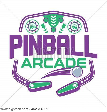 Pinball Game Arcade Vintage Retro Badge Emblem Hipster Logo Vector Icon Illustration. Pinball With B