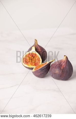 Figs On A White Background, Figs In Section
