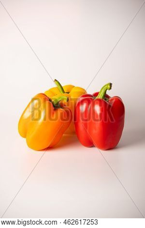 Bulgarian Pepper Of Different Colors On A White Background