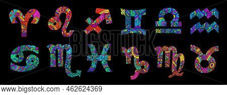 Zodiac Zentangle Signs. Zentangle Zodiac Symbols. Zentangle  Astrological Signs. Virgo, Aquarius, Li