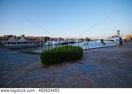 El Gouna, Hurghada, Red Sea Governorate, Egypt- September 13 2022: Abu Tig Marina In El Gouna, Egypt