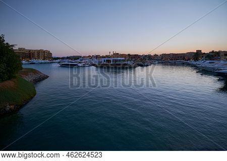 El Gouna, Hurghada, Red Sea Governorate, Egypt- September 13 2022: Abu Tig Marina In El Gouna, Egypt