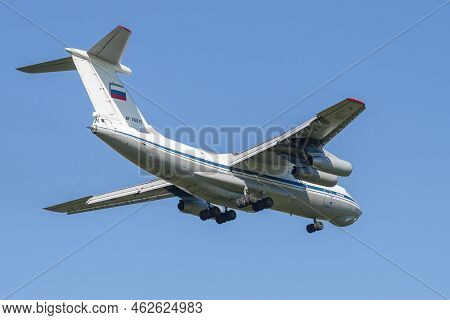 Saint Petersburg, Russia - May 29, 2021: Heavy Transport Aircraft Il-76md (rf-76615) Comes In For La