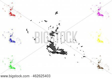 Dahlak Archipelago (state Of Eritrea, Red Sea) Map Vector Illustration, Scribble Sketch Dahlak Kebir