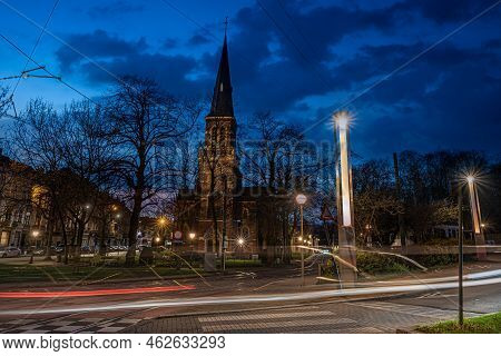 Laeken, Brussels Capital Region, Belgium - 12 20 2020 - The Saint Lambert Catholic Church At The Sob