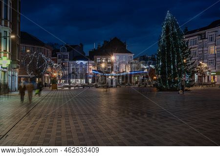 Jette, Brussels Capital Region - Belgium - 11 2 2019 The Local Market Square, Place Miroir With A Co