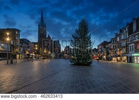 Jette, Brussels Capital Region - Belgium - 11 2 2019 The Local Market Square, Place Miroir With A Co