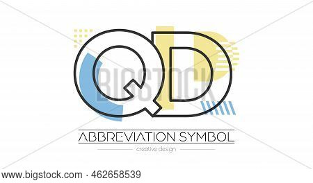 Letters Q And D. Merging Of Two Letters. Initials Logo Or Abbreviation Symbol. Vector Illustration F
