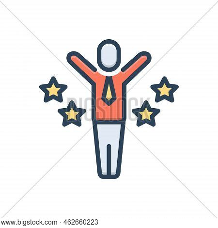 Color Illustration Icon For Motivated Induce Confident Achievement Ambitions Inspiration Best Superi