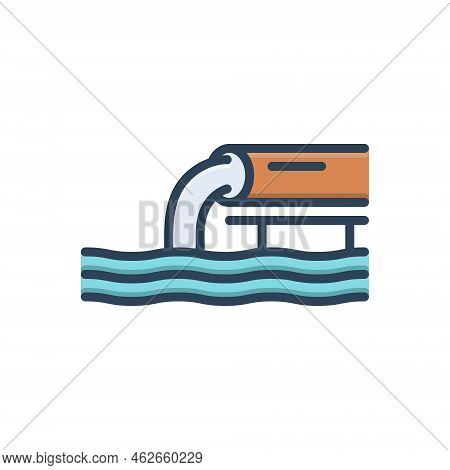 Color Illustration Icon For Pour Stream Regurgitate Flow Outflow Drain Gutter Drainage Sewage Sanita