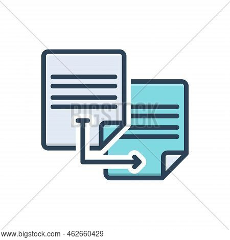 Color Illustration Icon For Duplicate Transcript Matching Twin Photocopy Replication Copy Document
