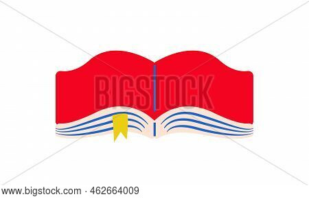 Open Book Icon With A Bookmark In Trendy Flat Style Isolated On White Background. Education Symbol F