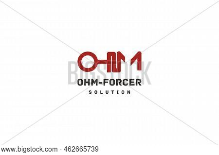Ohm Monogram With Forcer Illustration Logo Design Solution For Auto Service, Auto Mechanic
