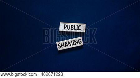 Public Shaming Symbol. Concept Words Public Shaming On Wooden Blocks On A Beautiful Black Table Blac