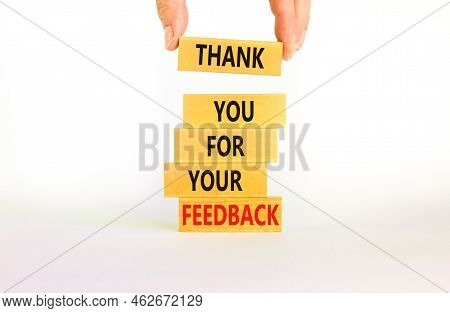 Thank You For Feedback Symbol. Concept Words Thank You For Your Feedback On Wooden Blocks On A Beaut