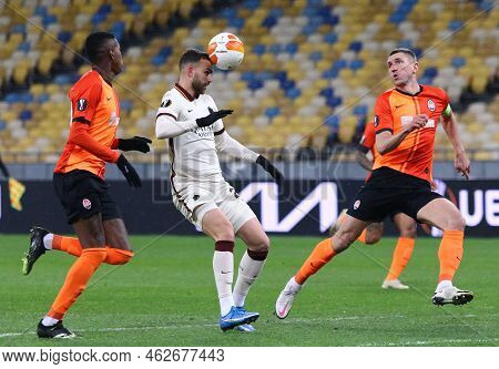 Kyiv, Ukraine - March 18, 2021: Borja Mayoral Of Roma (c) In Action During The Uefa Europa League Ga