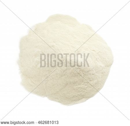 Pile Of Agar-agar Powder Isolated On White, Top View