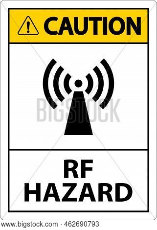 Caution Rf Hazard Sign On White Background