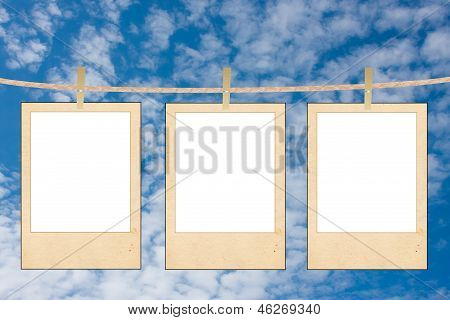 The Clean White Folias Of Paper Hang On A Rope