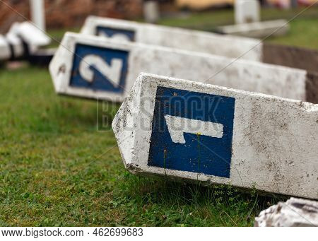 Old Stone Milage Road Marker Sign With Numbers