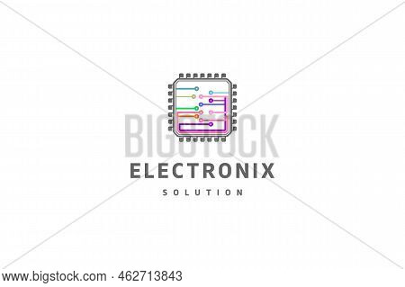 Electronic Chip-scheme Template Vector Logo Design Solution