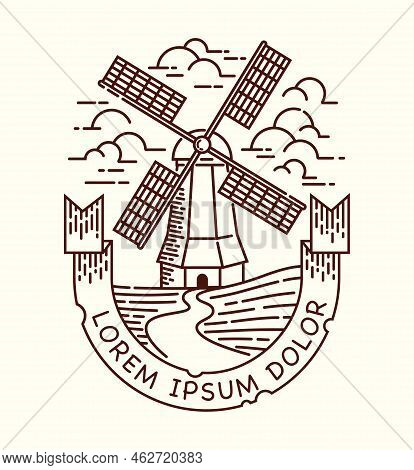 Modern Windmill Line Illustration Vector Hand Drawn