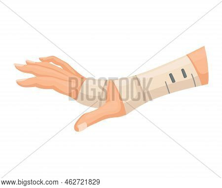Hands Injured Skin And Procedures Of Bandaging. First Aid For Wound. Medicine Cure Or Treatment. Fir