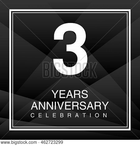 3 Year Anniversary Celebration Logo Vector On Red Background, 3 Number Design, 3rd Birthday Logo, Lo