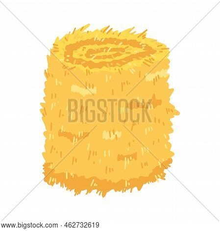 Agricultural Haycock In Cartoon Flat Style, Rural Hay Rolled Stack, Dried Farm Haystack. Vector Illu